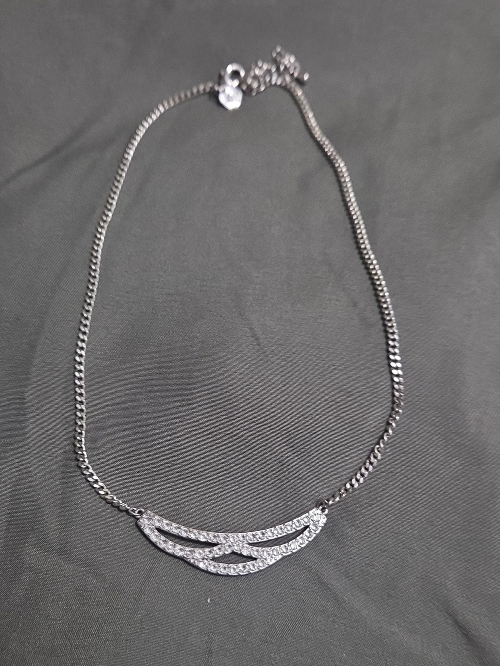 Touchstone Crystal Silver Pavé Triple-Curve Necklace
